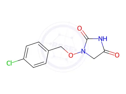 Chemical structure of 1-[(4-chlorophenyl)methoxy]imidazolidine-2,4-dione