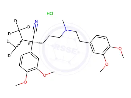 Chemical structure of (R)-(+)-Verapamil-d6 Hydrochloride