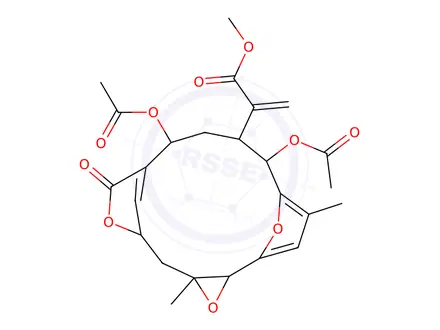 Chemical structure of 2-[(2R,4R,6R,10S,12R,13R)-10,13-Bis(acetyloxy)-4,15-dimethyl-8-oxo-3,7,17-trioxatetracyclo[12.2.1.16,9.02,4]octadeca-9(18),14,16(1)-trien-12-yl]acrylic acid methyl ester