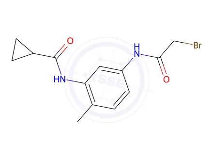 Chemical structure of 1138443-79-4 9110AC C13H15BrN2O2 N-{5-[(2-Bromoacetyl)amino]-2-methylphenyl}cyclopropanecarboxamide