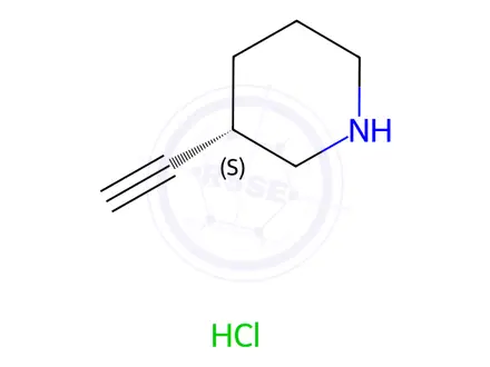 Chemical structure of (3S)-3-ethynylpiperidine;hydrochloride