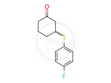 Chemical structure of 3-[(4-Fluorophenyl)sulfanyl]cyclohexan-1-one