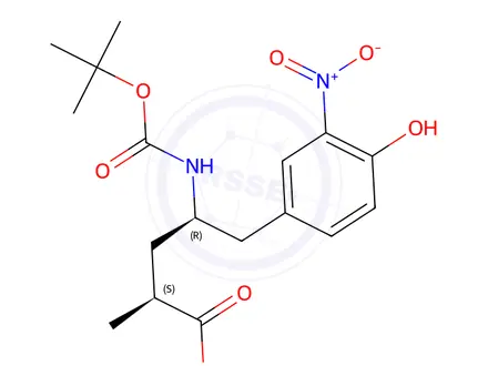 Chemical structure of (2S,4R)-4-((tert-Butoxycarbonyl)amino)-5-(4-hydroxy-3-nitrophenyl)-2-methylpentanoic acid