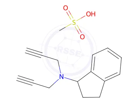 Chemical structure of N,N-Di(prop-2-yn-1-yl)-2,3-dihydro-1H-inden-1-amine methanesulfonate
