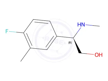 Chemical structure of (R)-2-(4-fluoro-3-methylphenyl)-2-(methylamino)ethan-1-ol