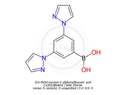 Chemical structure of (3,5-Di(1H-pyrazol-1-yl)phenyl)boronic acid