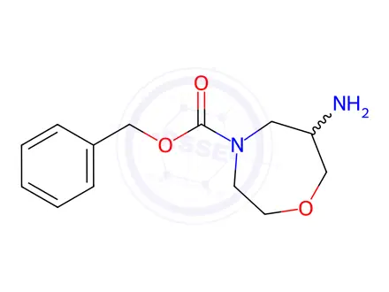 Chemical structure of benzyl 6-amino-1,4-oxazepane-4-carboxylate