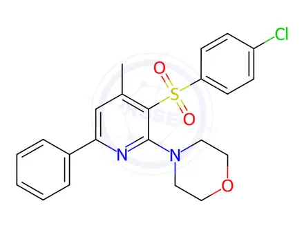 Chemical structure of 4-{3-[(4-chlorophenyl)sulfonyl]-4-methyl-6-phenyl-2-pyridinyl}morpholine