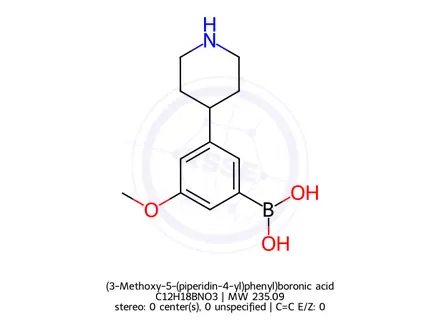 Chemical structure of (3-Methoxy-5-(piperidin-4-yl)phenyl)boronic acid
