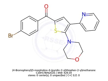 Chemical structure of (4-Bromophenyl)(5-morpholino-4-(pyridin-2-yl)thiophen-2-yl)methanone