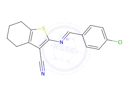 Chemical structure of 2-([(E)-(4-CHLOROPHENYL)METHYLIDENE]AMINO)-4,5,6,7-TETRAHYDRO-1-BENZOTHIOPHENE-3-CARBONITRILE