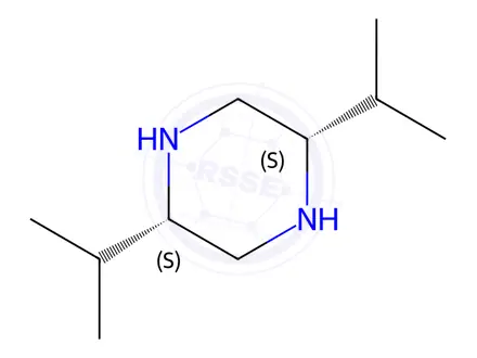 Chemical structure of Piperazine, 2,5-bis(1-methylethyl)-, (2S-cis)-(9CI)