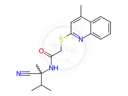 Chemical structure of N-(2-Cyano-3-methylbutan-2-yl)-2-((4-methylquinolin-2-yl)thio)acetamide