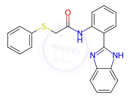 Chemical structure of N-(2-(1H-Benzo[d]imidazol-2-yl)phenyl)-2-(phenylthio)acetamide