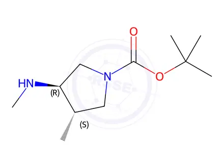 Chemical structure of (3S,4R)-tert-Butyl 3-methyl-4-(methylamino)pyrrolidine-1-carboxylate