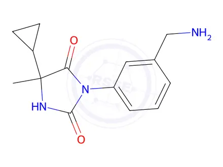 Chemical structure of 3-[3-(Aminomethyl)phenyl]-5-cyclopropyl-5-methylimidazolidine-2,4-dione