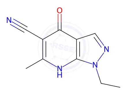 Chemical structure of 1-ethyl-4-hydroxy-6-methyl-1H-pyrazolo[3,4-b]pyridine-5-carbonitrile