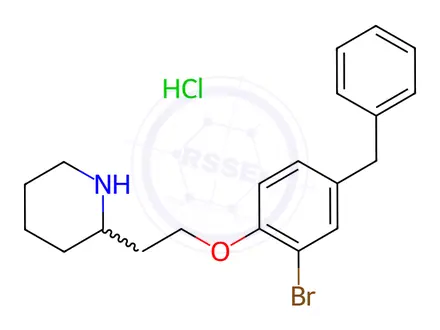 Chemical structure of 2-[2-(4-Benzyl-2-bromophenoxy)ethyl]piperidine hydrochloride