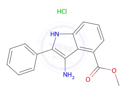Chemical structure of 3-Amino-2-phenyl-1H-indole-4-carboxylic acid methyl ester hydrochloride