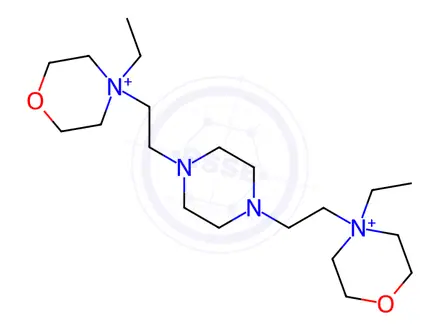 Chemical structure of 4-ethyl-4-[2-[4-[2-(4-ethyl-1-oxa-4-azoniacyclohex-4-yl)ethyl]piperazi n-1-yl]ethyl]-1-oxa-4-azoniacyclohexane diiodide