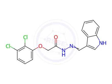 Chemical structure of N'-((1H-Indol-3-yl)methylene)-2-(2,3-dichlorophenoxy)acetohydrazide
