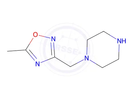 Chemical structure of 1-[(5-Methyl-1,2,4-oxadiazol-3-yl)methyl]-piperazine