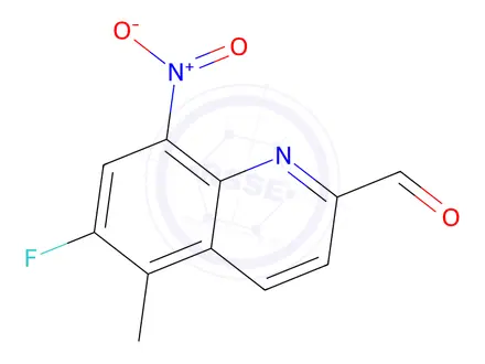 Chemical structure of 6-Fluoro-5-methyl-8-nitroquinoline-2-carbaldehyde