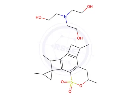 Chemical structure of tetrapropylenebenzenesulphonic acid, compound with 2,2',2''-nitrilotriethanol (1:1)