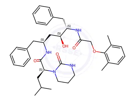 Chemical structure of (S)-N-((2S,4S,5S)-5-(2-(2,6-Dimethylphenoxy)acetamido)-4-hydroxy-1,6-diphenylhexan-2-yl)-4-methyl-2-(2-oxotetrahydropyrimidin-1(2H)-yl)pentanamide