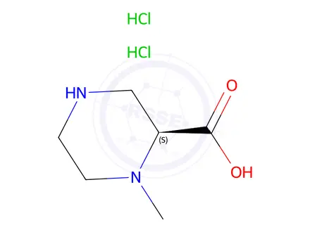 Chemical structure of (2S)-1-methylpiperazine-2-carboxylic acid;dihydrochloride