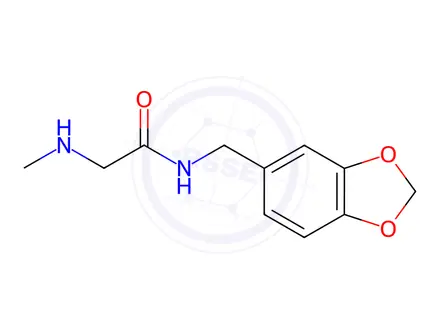 Chemical structure of N-(benzo[d][1,3]dioxol-5-ylmethyl)-2-(methylamino)acetamide