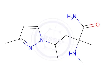 Chemical structure of 2-Methyl-4-(3-methyl-1h-pyrazol-1-yl)-2-(methylamino)pentanamide