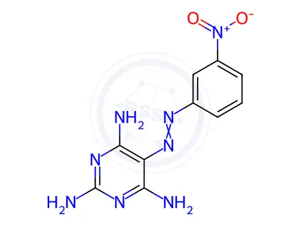 Chemical structure of Pyrimidine, 5-(m-nitrophenylazo)-2,4,6-triamino-