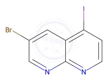 Chemical structure of 1,8-Naphthyridine, 3-bromo-5-iodo-