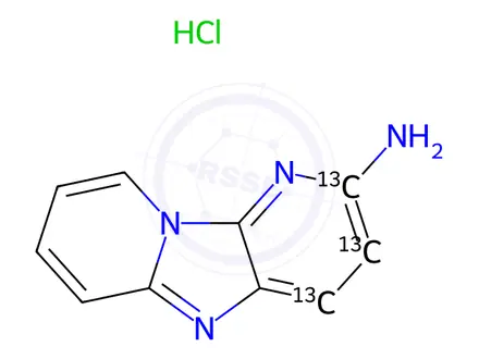 Chemical structure of 2-Aminodipyrido[1,2-a:3',2-D]imidazole-13C3 Hydrochloride