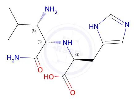 Chemical structure of N-(2-amino-1-(aminocarbonyl)-3-methylbutyl)histidine