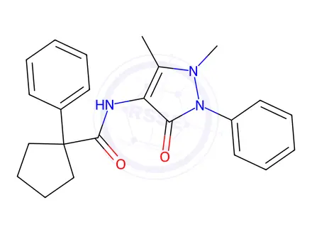 Chemical structure of N-(1,5-dimethyl-3-oxo-2-phenyl-2,3-dihydro-1H-pyrazol-4-yl)-1-phenylcyclopentane-1-carboxamide