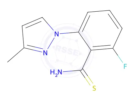 Chemical structure of 2-Fluoro-6-(3-methyl-1h-pyrazol-1-yl)benzene-1-carbothioamide