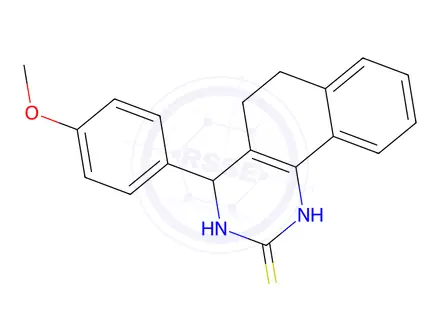 Chemical structure of 4-(4-methoxyphenyl)-3,4,5,6-tetrahydrobenzo[h]quinazoline-2(1H)-thione