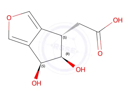 Chemical structure of 2-((4S,5R,6S)-5,6-Dihydroxy-5,6-dihydro-4H-cyclopenta[c]furan-4-yl)acetic acid