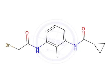 Chemical structure of N-{3-[(2-Bromoacetyl)amino]-2-methylphenyl}cyclopropanecarboxamide