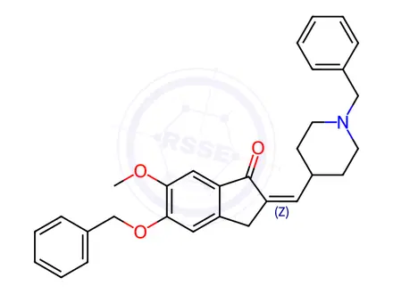 Chemical structure of 1-Benzyl-4-[(5-benzyloxy-6-methoxy-1-indanone)-2-ylidenyl]methylpiperidine