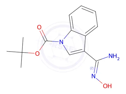 Chemical structure of tert-Butyl 3-((2-hydroxyhydrazono)methyl)-1H-indole-1-carboxylate