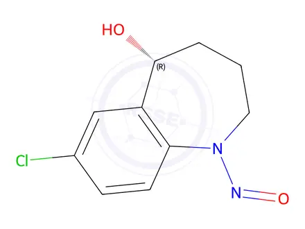 Chemical structure of (R)-7-chloro-1-nitroso-2,3,4,5-tetrahydro-1H-benzo[b]azepin-5-ol