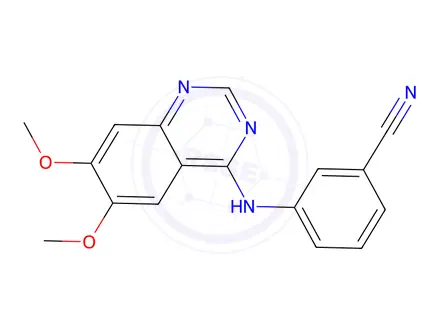 Chemical structure of 3-(6,7-dimethoxyquinazolin-4-ylamino)benzonitrile