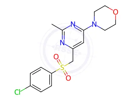 Chemical structure of 4-(6-{[(4-chlorophenyl)sulfonyl]methyl}-2-methyl-4-pyrimidinyl)morpholine