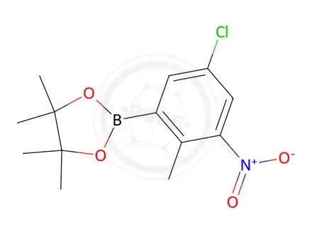 Chemical structure of 2-(5-Chloro-2-methyl-3-nitrophenyl)-4,4,5,5-tetramethyl-1,3,2-dioxaborolane