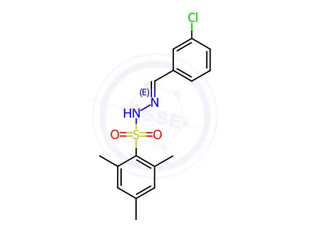 Chemical structure of Benzenesulfonic acid, 2,4,6-trimethyl-, 2-[(3-chlorophenyl)methylene]hydrazide