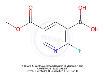 Chemical structure of (2-Fluoro-5-(methoxycarbonyl)pyridin-3-yl)boronic acid