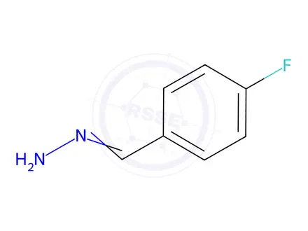 Chemical structure of Benzaldehyde, 4-fluoro-, hydrazone (9CI)